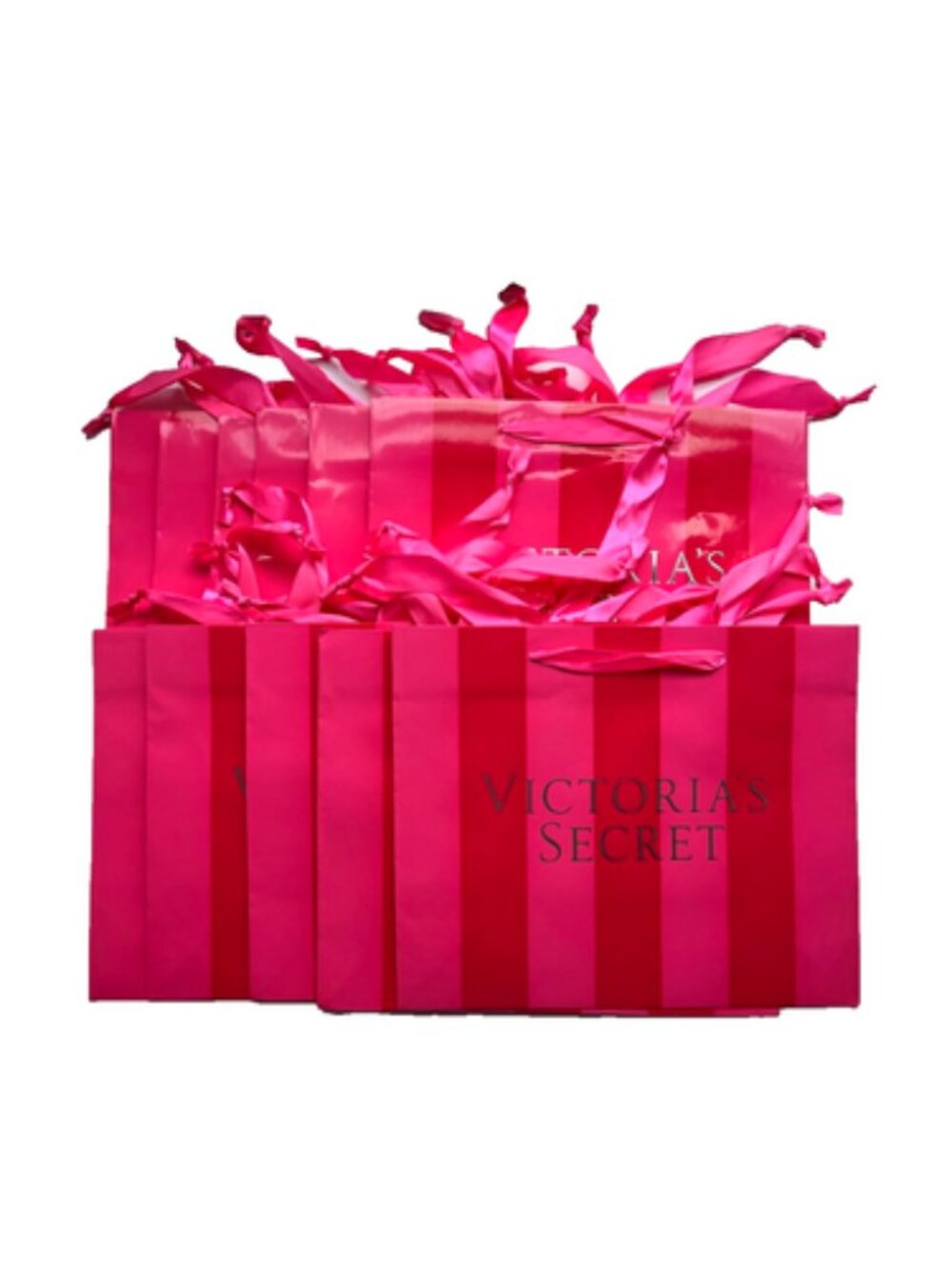 Victoria's Secret Pink Stripe Logo Medium Paper Shopping Gift Bag Set of 11 NEW